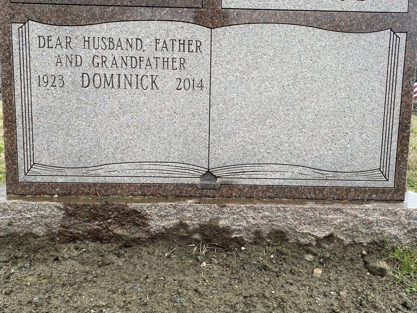Headstone before adding inscription - Monument Inscriptions Granite book-style headstone before a second name and dates were added