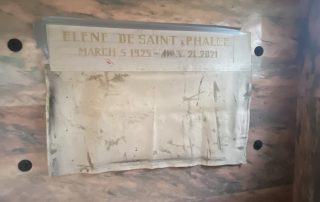 Mausoleum crypt front stencil ready - Monument Inscriptions Marble mausoleum crypt front masked with a lettering stencil, ready for engraving